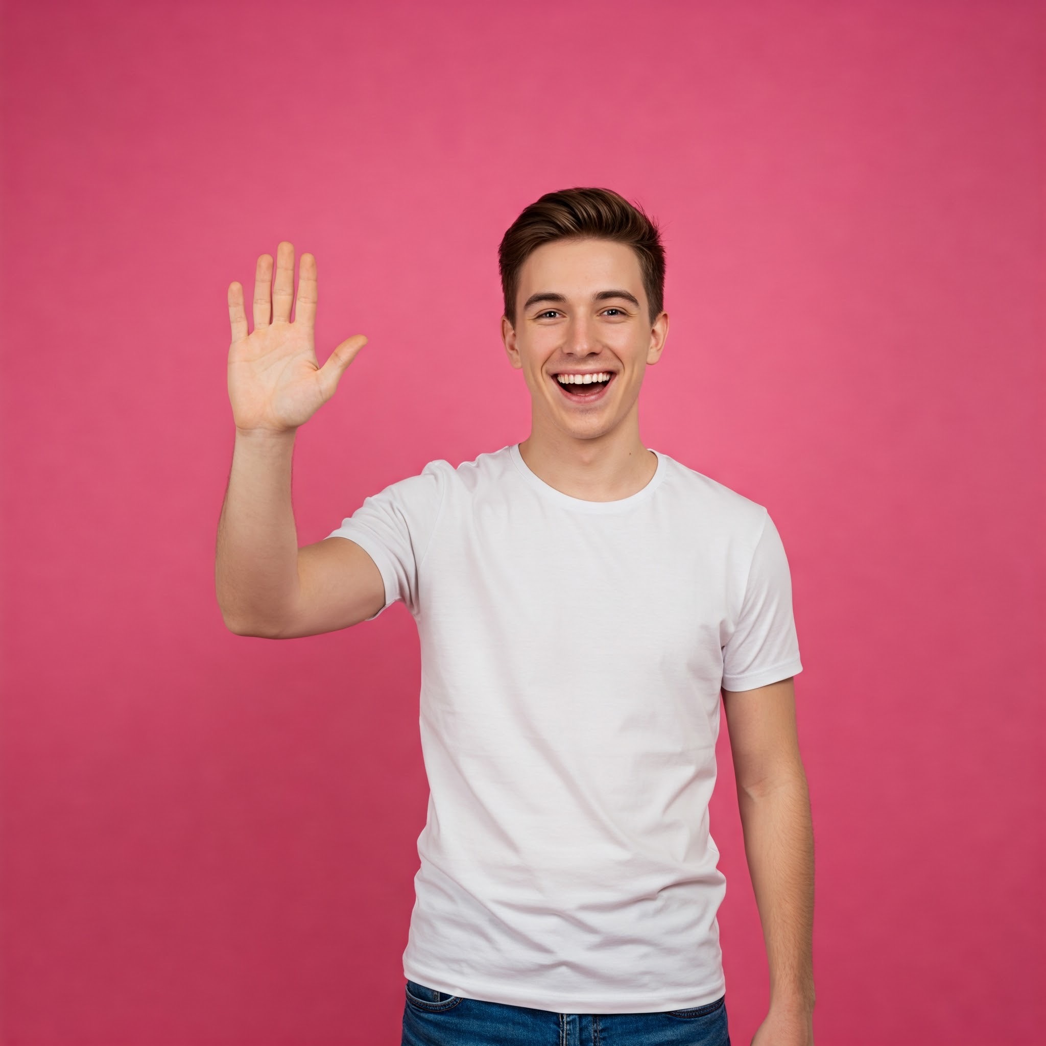 photo of Cheerful Young Man Waving